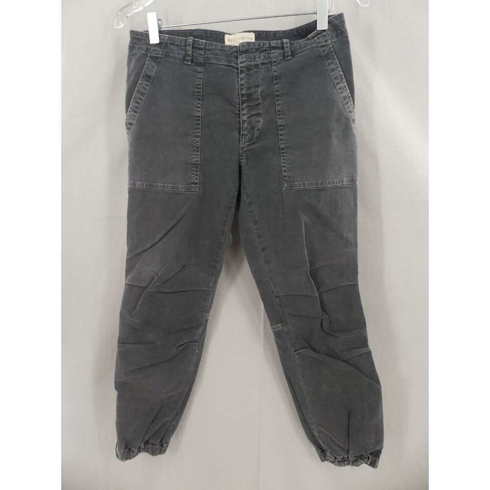 Nili Lotan 4 Pants Cropped French Military Joggers Faded Carbon